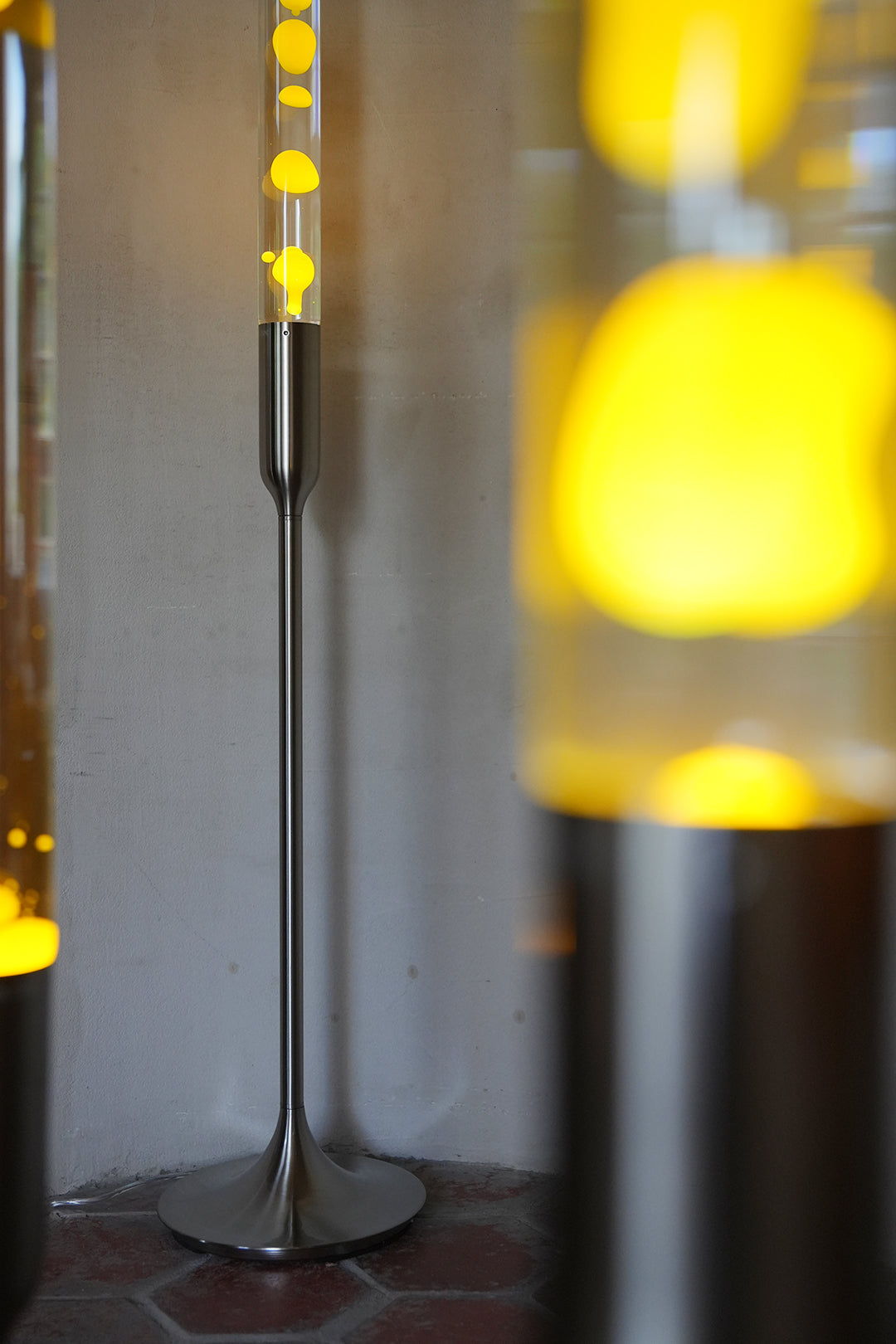Yellow & Clear lava lamp close-up detail