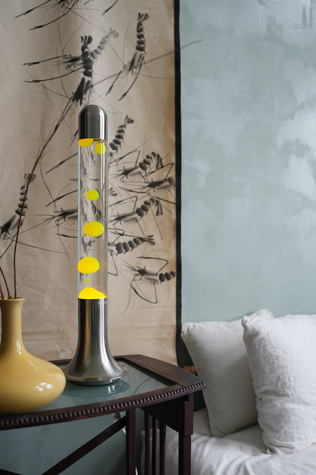 Yellow & Clear lava lamp alternative angle showcase